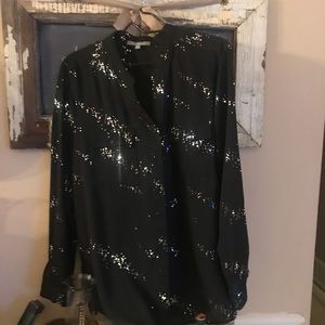 Button down black blouse